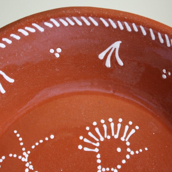 Vintage Hand painted Portugal Terra Cotta Pie plate with Bird - Picture 7 of 8